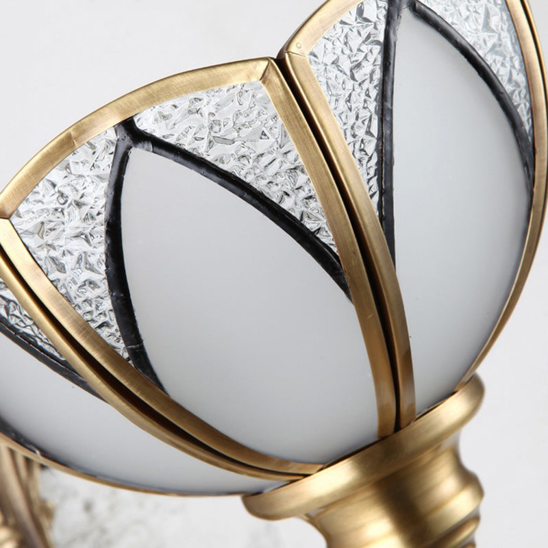 Bowl Hallway Wall Lamp Traditional Metal 1/2 Heads Brass Wall Mounted Light with White Glass Shade