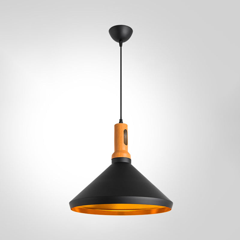 Black and Gold Inner Geometric Pendant Industrial Retro Metal 1-Light Bistro Hanging Light