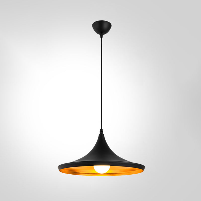 Black and Gold Inner Geometric Pendant Industrial Retro Metal 1-Light Bistro Hanging Light