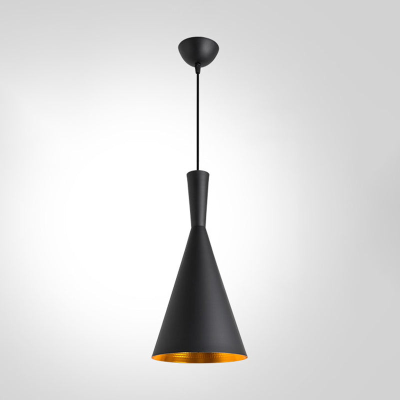Black and Gold Inner Geometric Pendant Industrial Retro Metal 1-Light Bistro Hanging Light