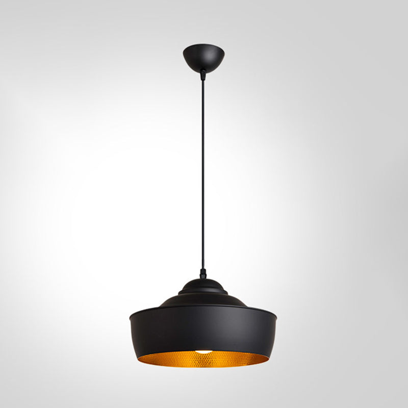 Black and Gold Inner Geometric Pendant Industrial Retro Metal 1-Light Bistro Hanging Light