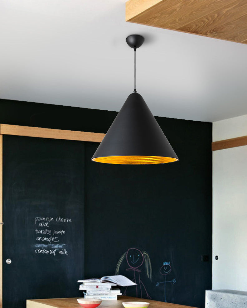 Black and Gold Inner Geometric Pendant Industrial Retro Metal 1-Light Bistro Hanging Light