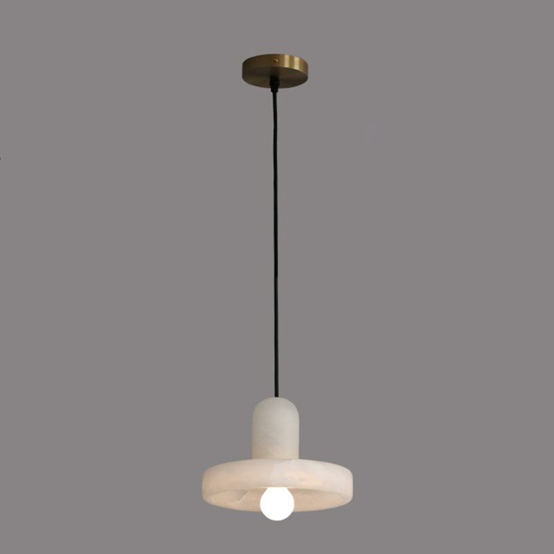 Lámpara de techo colgante de mica nórdica de suspensión en forma de sombrero blanco para comedor para comedor