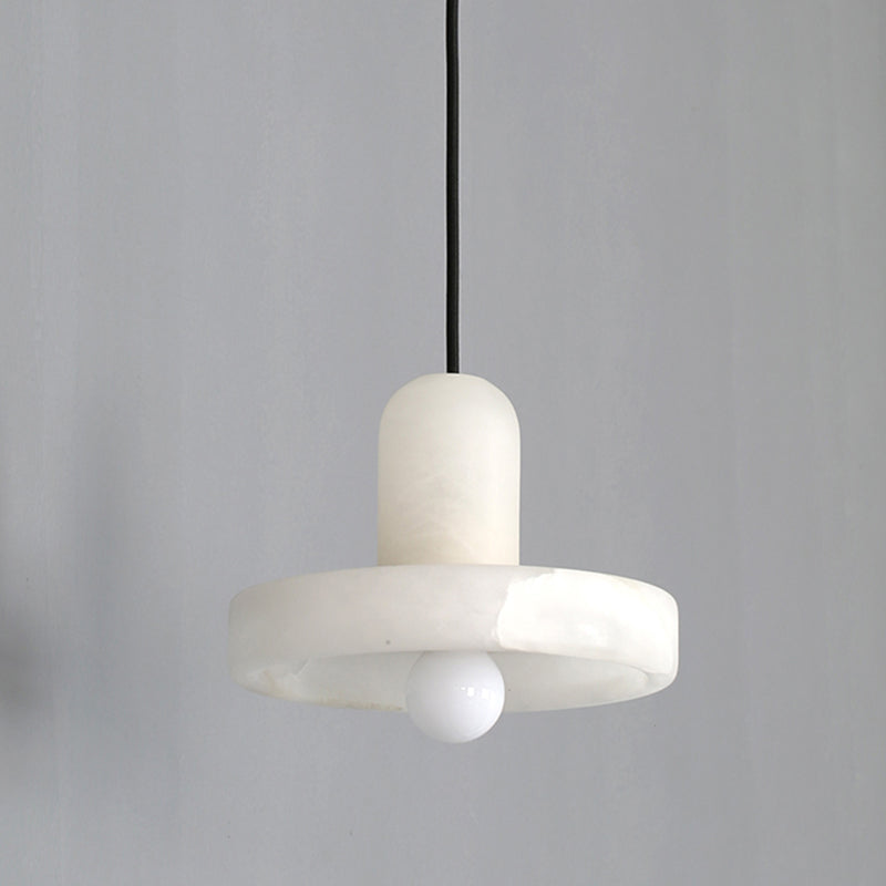 Lámpara de techo colgante de mica nórdica de suspensión en forma de sombrero blanco para comedor para comedor
