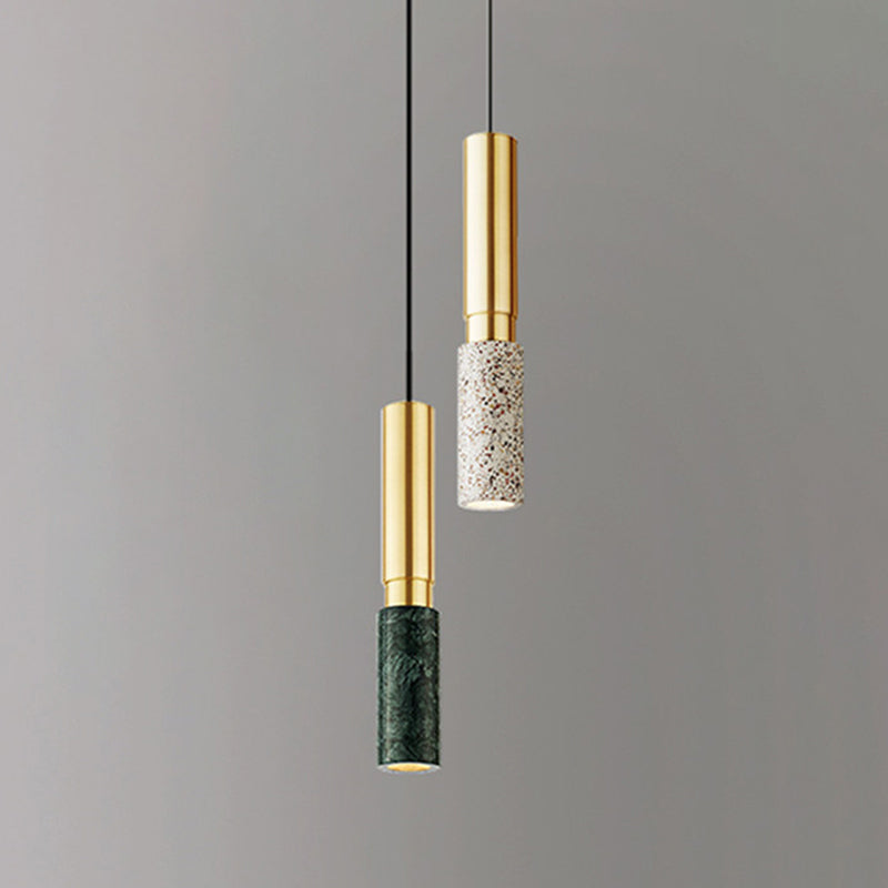 Tubular Stone Pendant Light Fixture Postmodern 1 Bulb Hanging Lamp for Bedroom