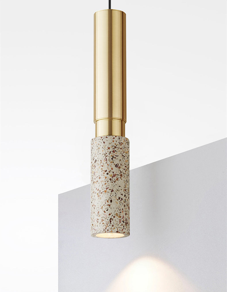 Tubular Stone Pendant Light Fixture Postmodern 1 Bulb Hanging Lamp for Bedroom