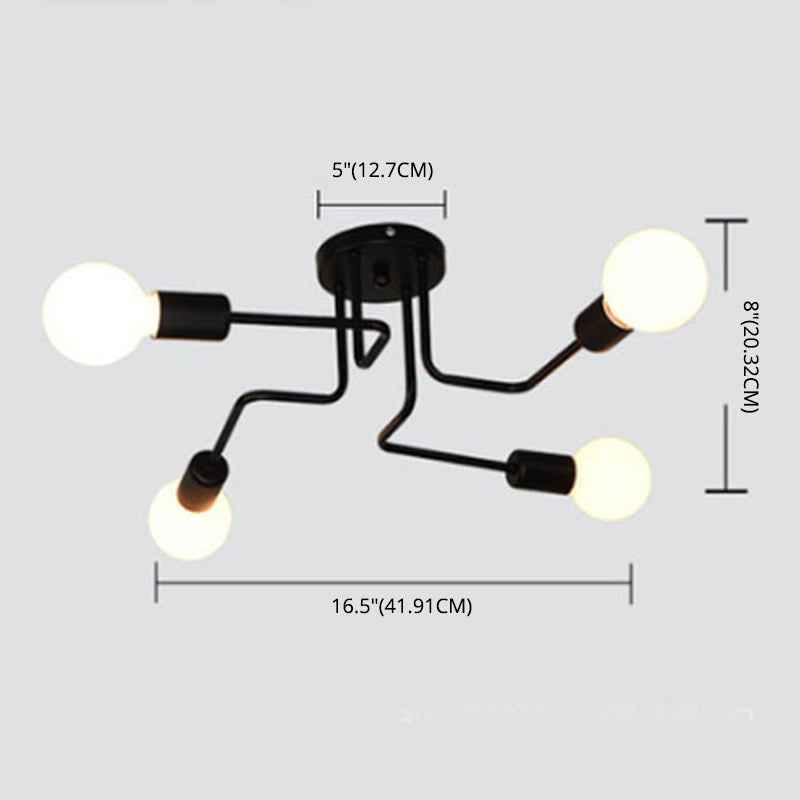 Montura de Enredo Negro de Enredo Semivaciado de Luz Minimalista Industrial Minimalista