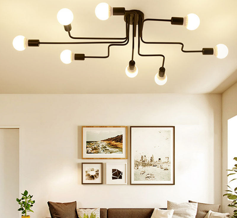 Montura de Enredo Negro de Enredo Semivaciado de Luz Minimalista Industrial Minimalista