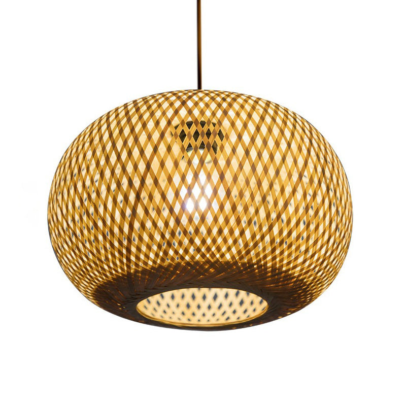 Modernismo 1 Bulbo de iluminación colgante de madera Donut/sombrero lámpara colgante con sombra de bambú
