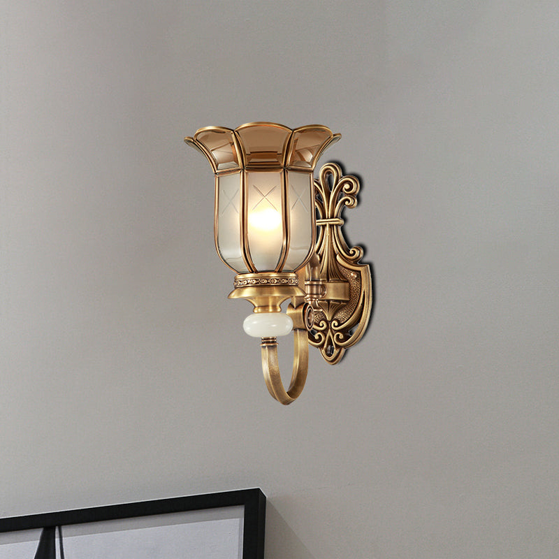 Flower Metal Wall Sconce Ottone tradizionale Ottone 1/2-Bulb Il soggiorno illuminazione da parete