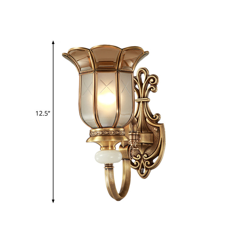 Flower Metal Wall Sconce Ottone tradizionale Ottone 1/2-Bulb Il soggiorno illuminazione da parete