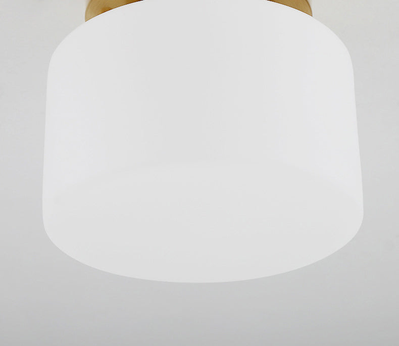Lámpara de techo cilíndrica de cristal de estilo tradicional, placa de techo de latón, accesorio de iluminación mini para dormitorio de 1 luz