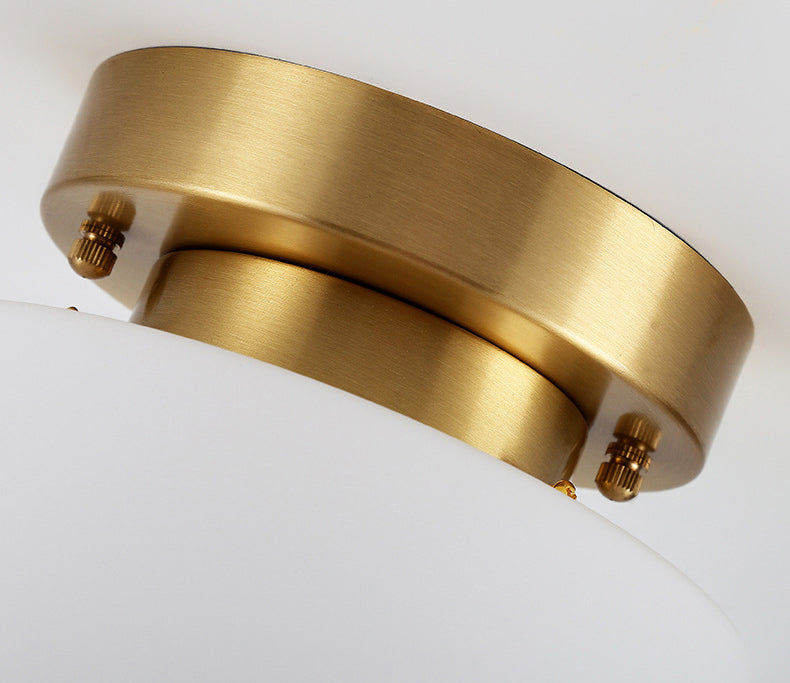 Lámpara de techo cilíndrica de cristal de estilo tradicional, placa de techo de latón, accesorio de iluminación mini para dormitorio de 1 luz