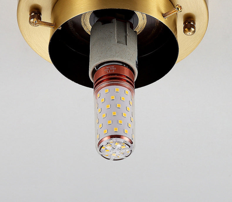 Plafonnier cylindrique en verre de Style traditionnel, plaque de plafond en laiton, 1 lumière, Mini luminaire de chambre à coucher