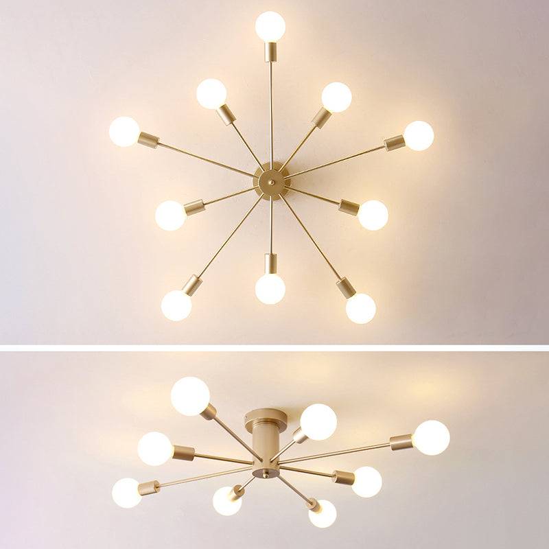 Sputnik Diseño Semi-rubor Montaje Ligero Fijo Metal Moderno Semi-ras