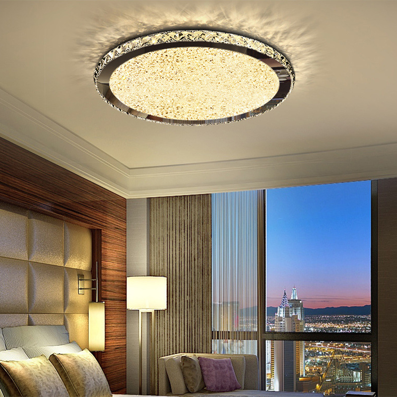 Modern Minimalist Crystal Flush Mount Ceiling Lamp Round Shape LED Flush Mount Lighting for Bedroom