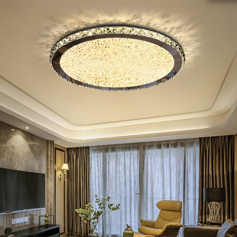 Modern Minimalist Crystal Flush Mount Ceiling Lamp Round Shape LED Flush Mount Lighting for Bedroom