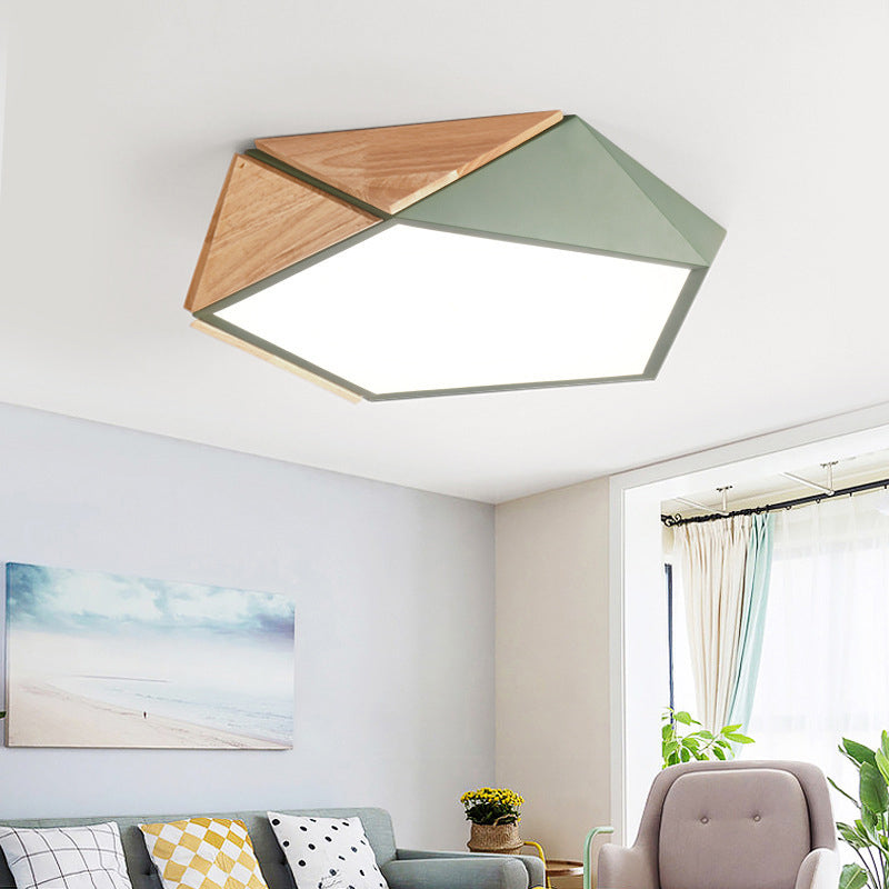 Geometrical Flush Mount Light Fixtures Modern Wood Flush Light