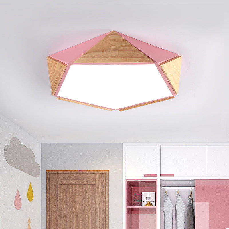 Geometrical Flush Mount Light Fixtures Modern Wood Flush Light