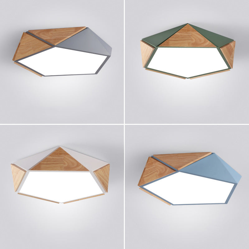 Geometrical Flush Mount Light Fixtures Modern Wood Flush Light