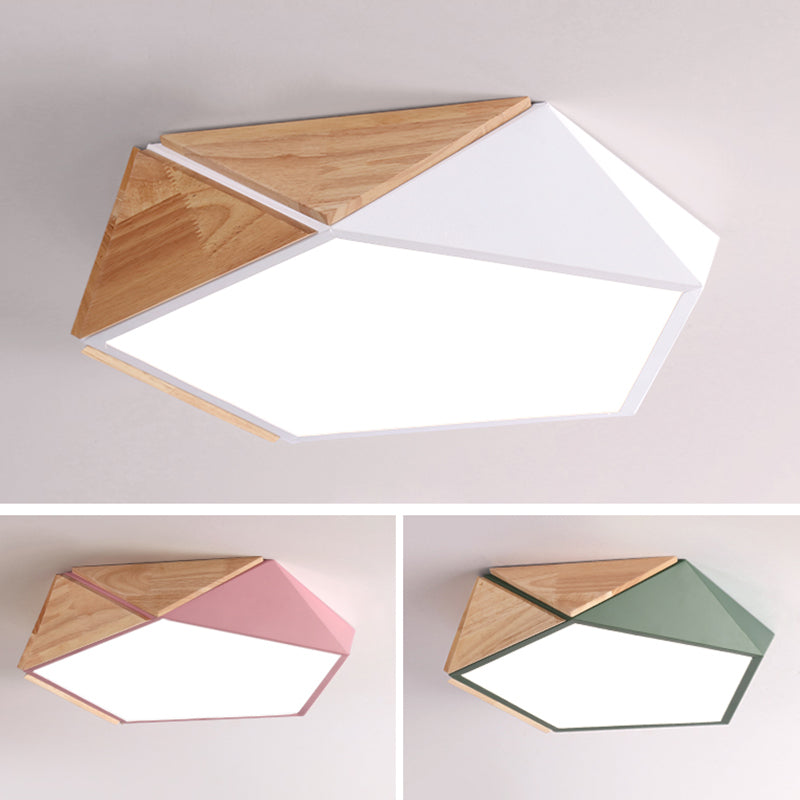 Geometrical Flush Mount Light Fixtures Modern Wood Flush Light