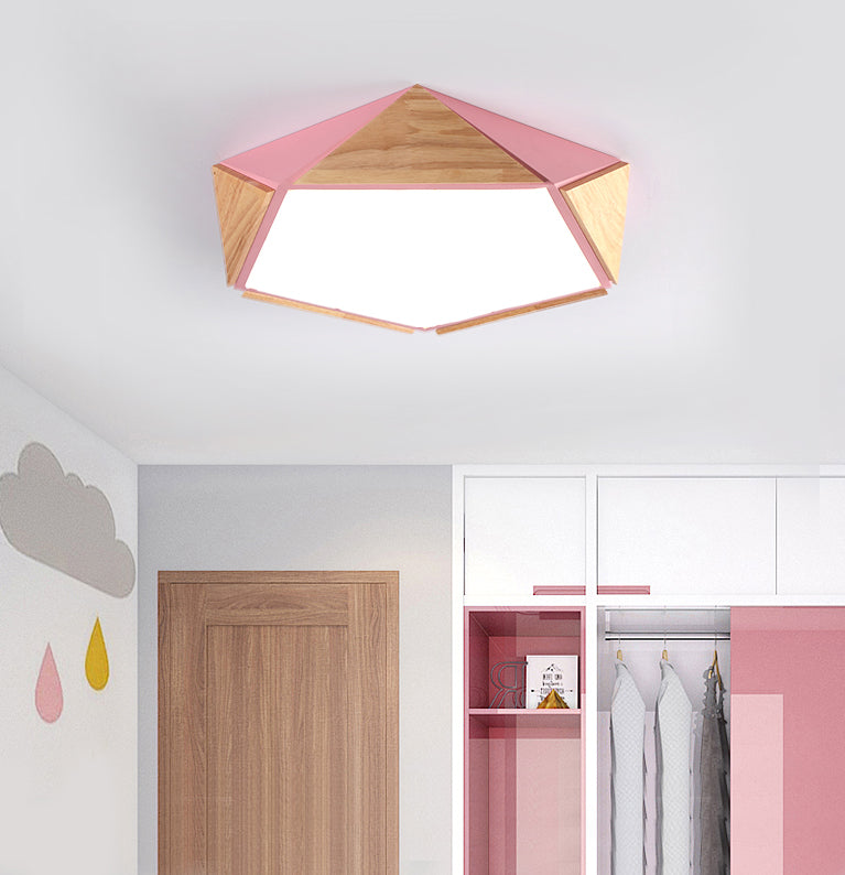 Geometrical Flush Mount Light Fixtures Modern Wood Flush Light