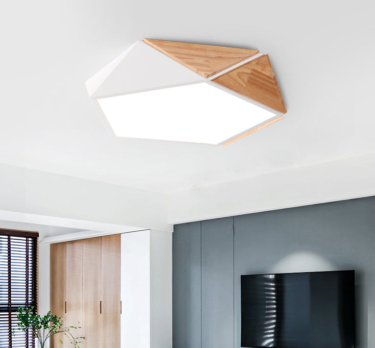 Geometrical Flush Mount Light Fixtures Modern Wood Flush Light