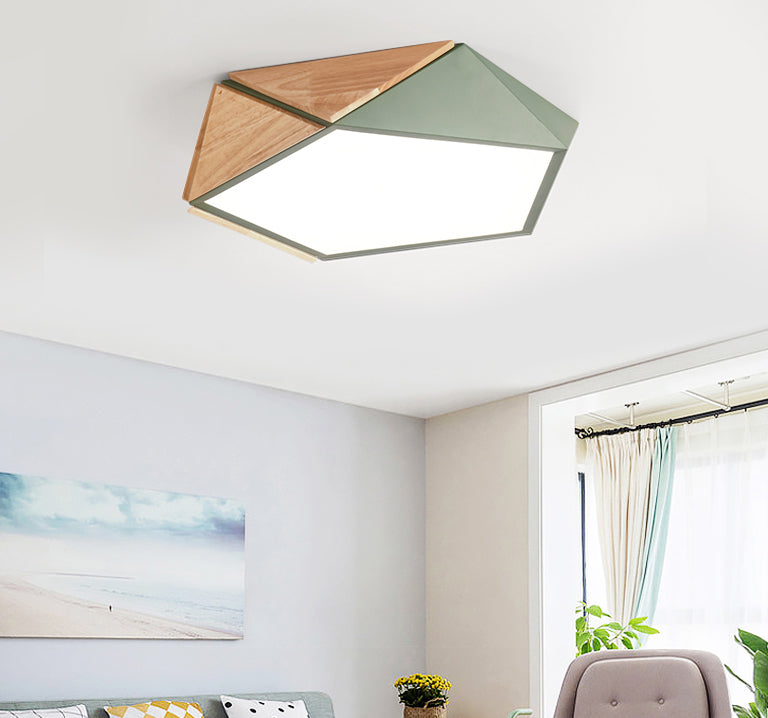 Geometrical Flush Mount Light Fixtures Modern Wood Flush Light