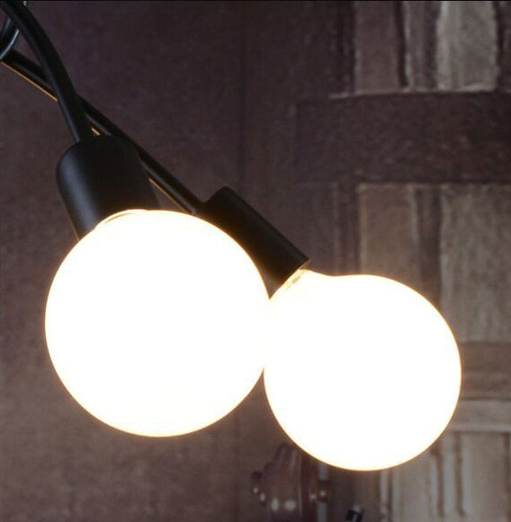 Exposed Living Room Ceiling Mounted Light Industrial Metal Black Semi Flush Ceiling Light Fixture