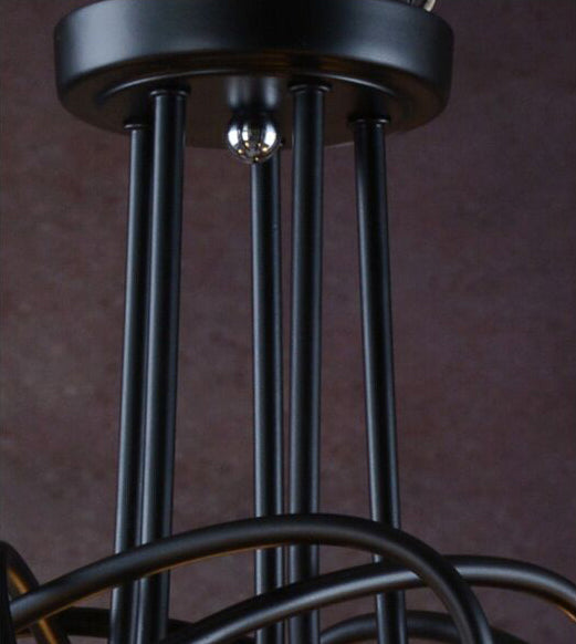 Exposed Living Room Ceiling Mounted Light Industrial Metal Black Semi Flush Ceiling Light Fixture