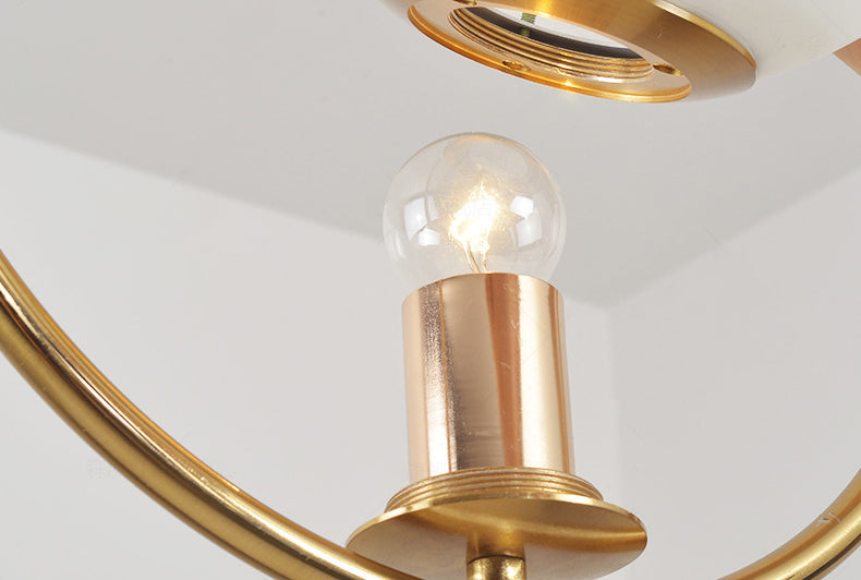 13.7 Inches Wide Golden Ring Hanging Lamp Globe Glass Shade Post-modern Style Hanging Light