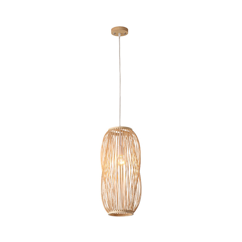 Linterna iluminación colgante tradicional bambú 1 bombilla 8 "/9" kit de lámpara colgante de madera de ancho