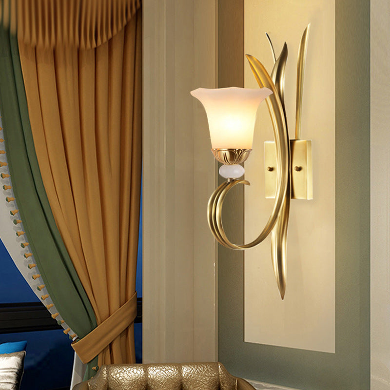 Finitura in ottone 1/2 luci a muro di montaggio a muro in stile vintage in vetro smerigliato per il corridoio