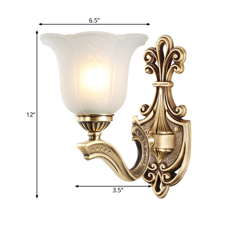 Moup de support en laiton métallique Sparted 1/2-Light Classic Élégant élégant luminaire mural avec Opal Glass Petal Shade