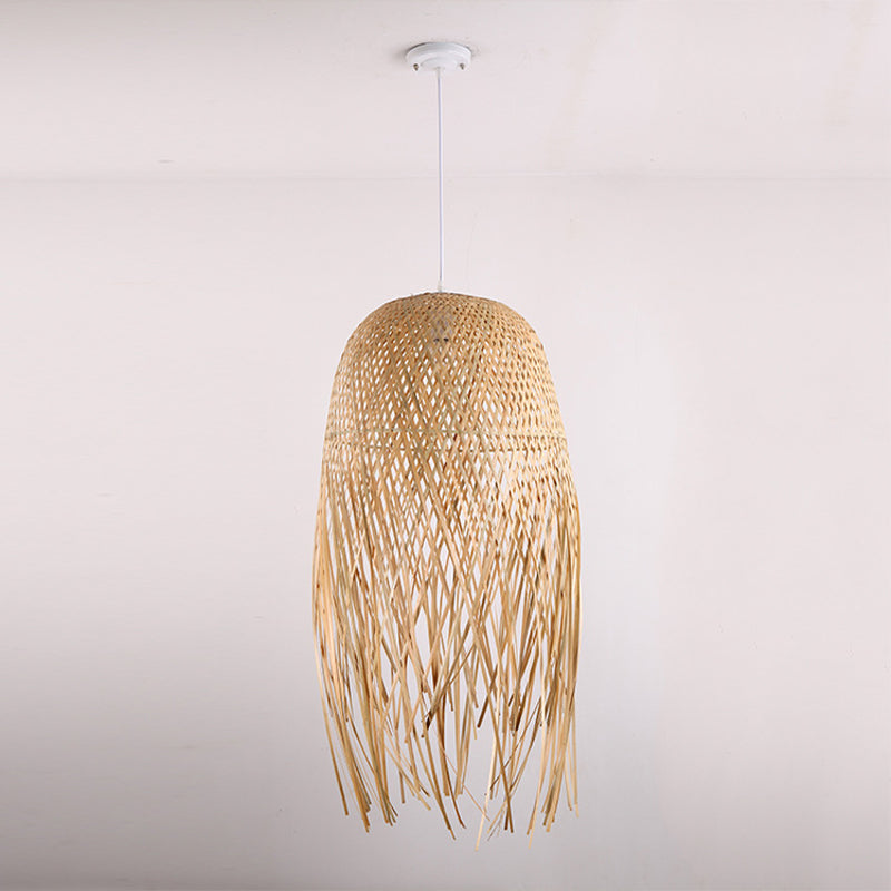 Luz de techo artesanal de madera Bambú asiática 1 Luz de colgante de bombillas para sala de estar