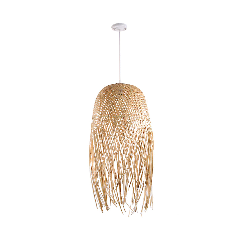 Luz de techo artesanal de madera Bambú asiática 1 Luz de colgante de bombillas para sala de estar