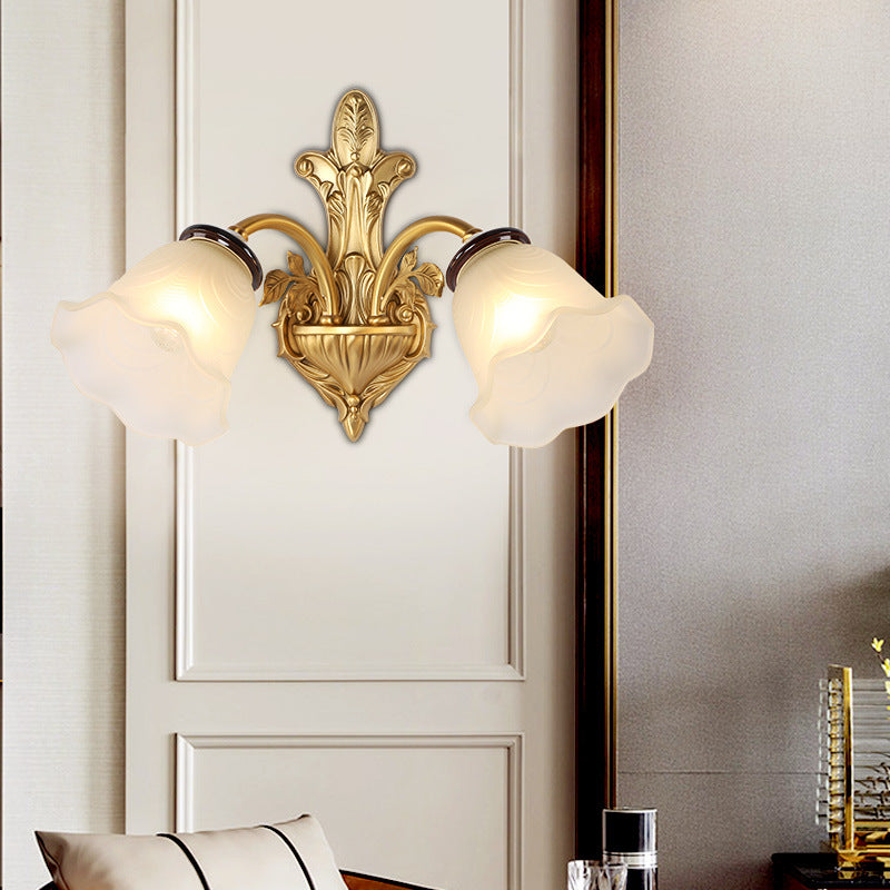 Luz de vaso de vidrio de la pared de la pared de la lámpara de montaje en la pared del pasillo de 1/2 cabeza