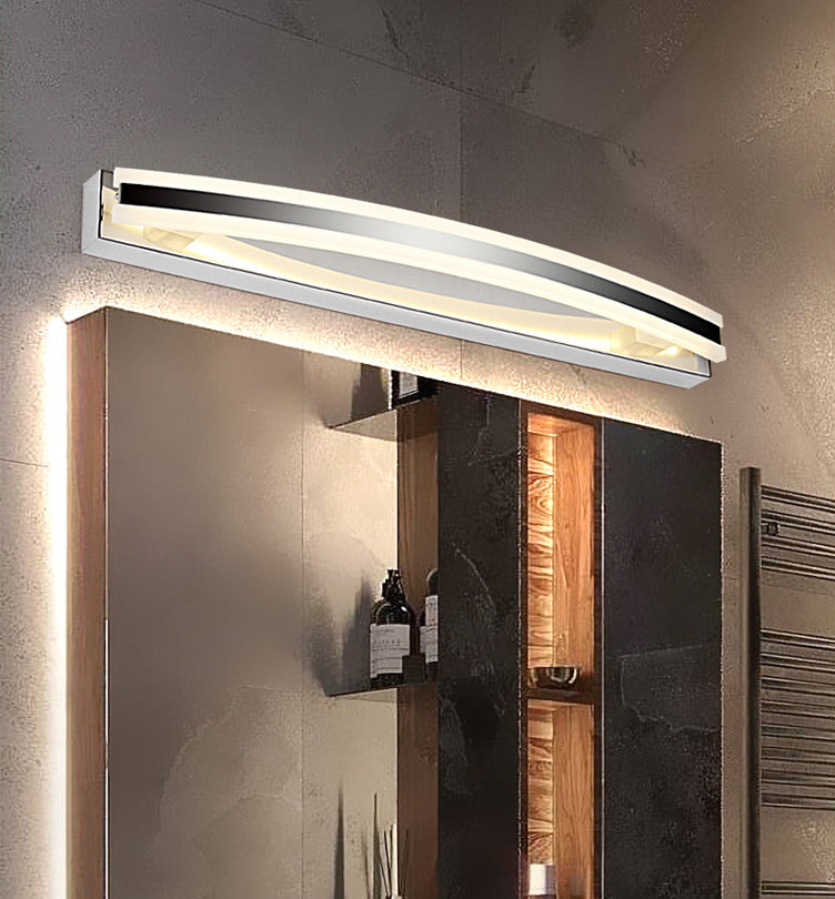 Mobile moderno mobile a specchio da bagno luci da bagno in acciaio tonalità lineare a led vanità ambientale illuminazione