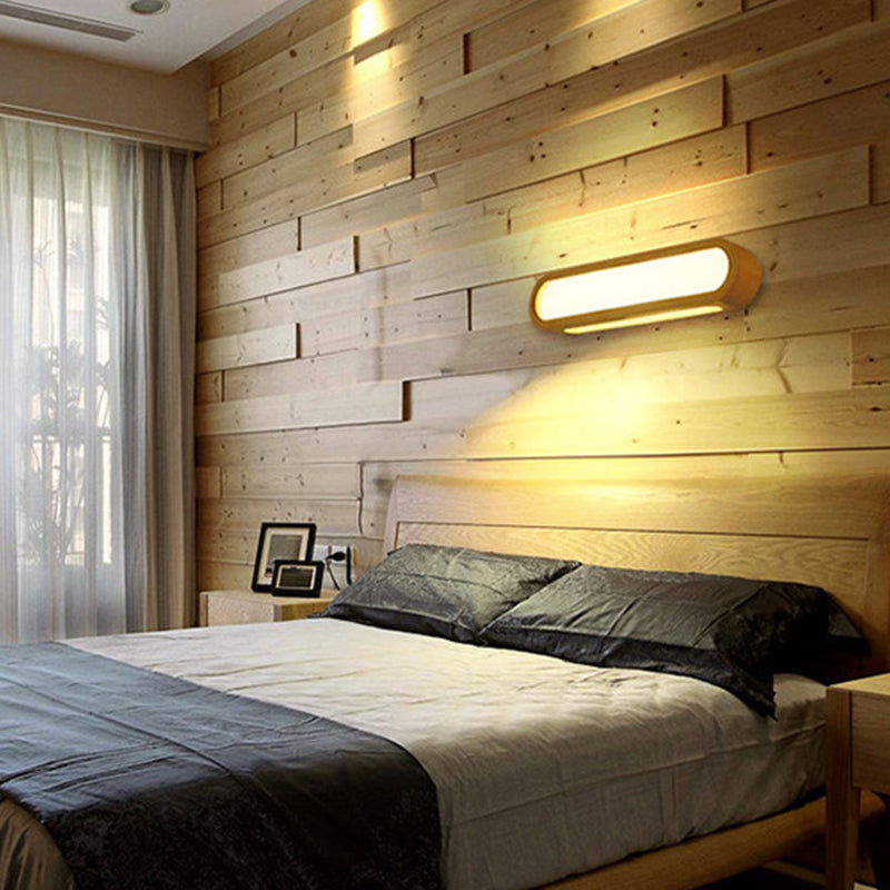 Linear ovale en bois rincier mural simplicité en acrylique LED Vanité murale pour chambre à coucher