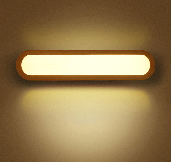 Linear ovale en bois rincier mural simplicité en acrylique LED Vanité murale pour chambre à coucher