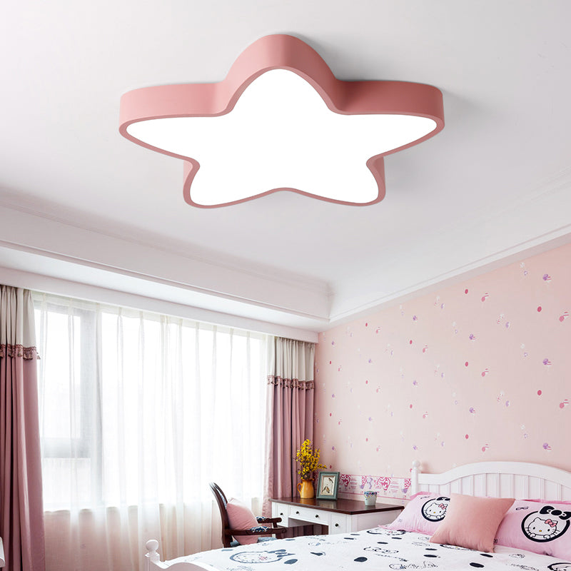 Plafonnier LED en forme d'étoile Macaron nordique en fer forgé pour chambre d'enfant