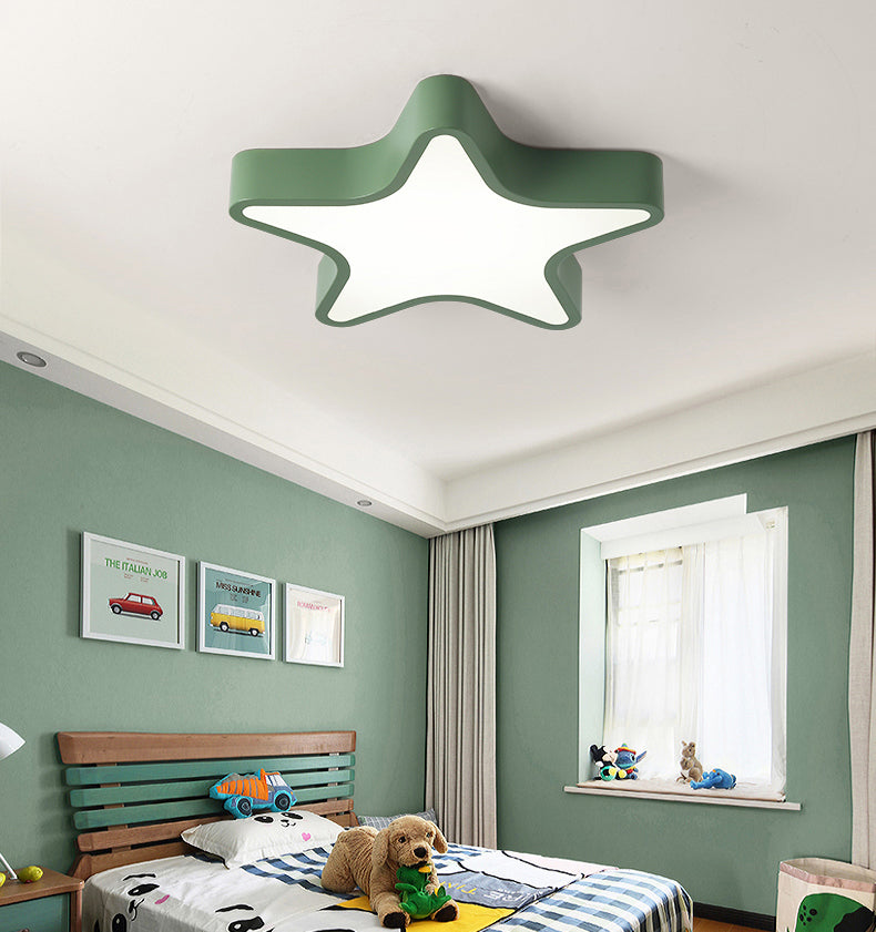 Plafonnier LED en forme d'étoile Macaron nordique en fer forgé pour chambre d'enfant
