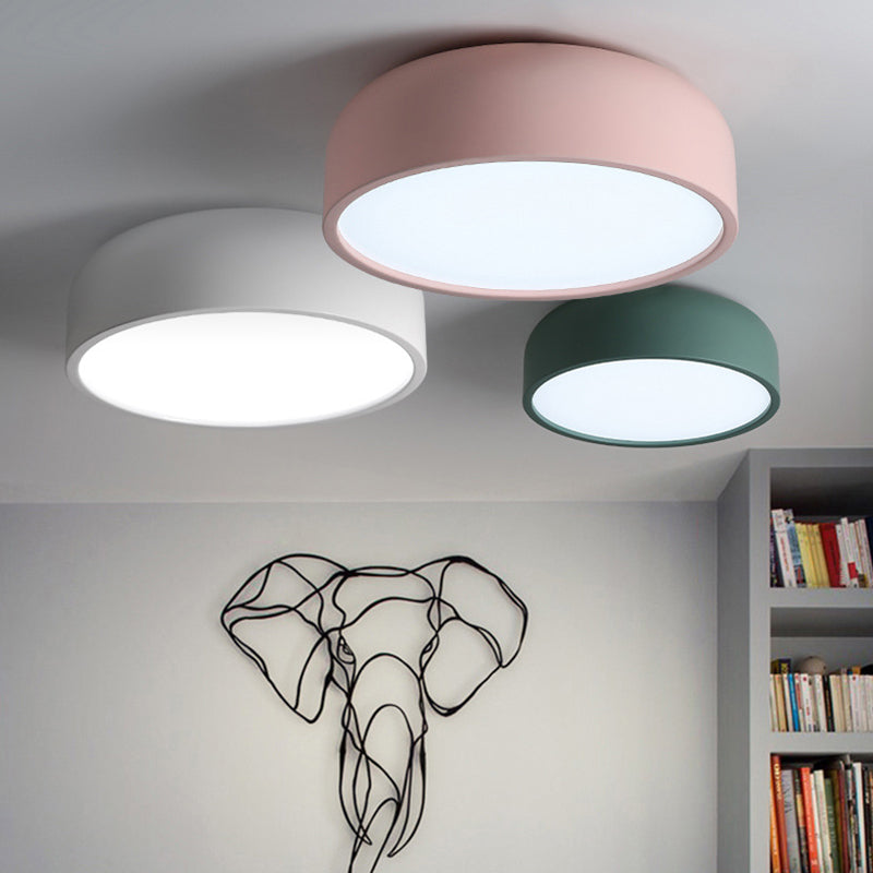 1 Head Macaron Ceiling Light Iron Material Acrylic White Light Living Room Flush Mount Lighting