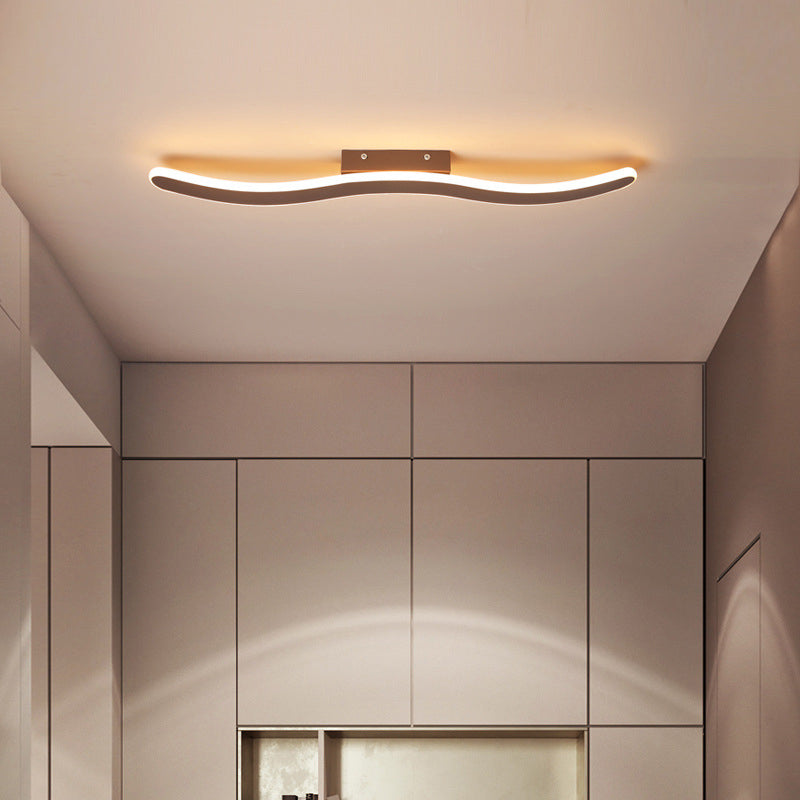 Wave Metal Semi Flush Mount Lighting Minimalist LED Coffee Semi Flush Ceiling Light