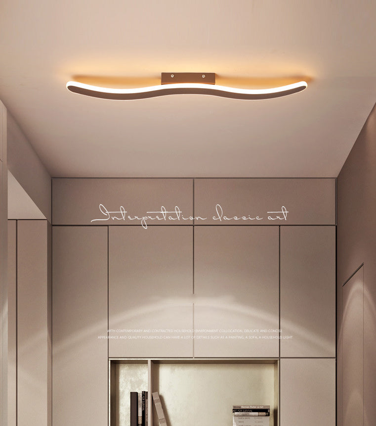 Wave Metal Semi Flush Mount Lighting Minimalist LED Coffee Semi Flush Ceiling Light