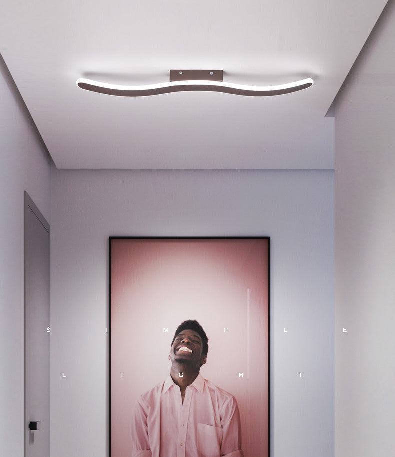 Wave Metal Semi Flush Mount Lighting Minimalist LED Coffee Semi Flush Ceiling Light