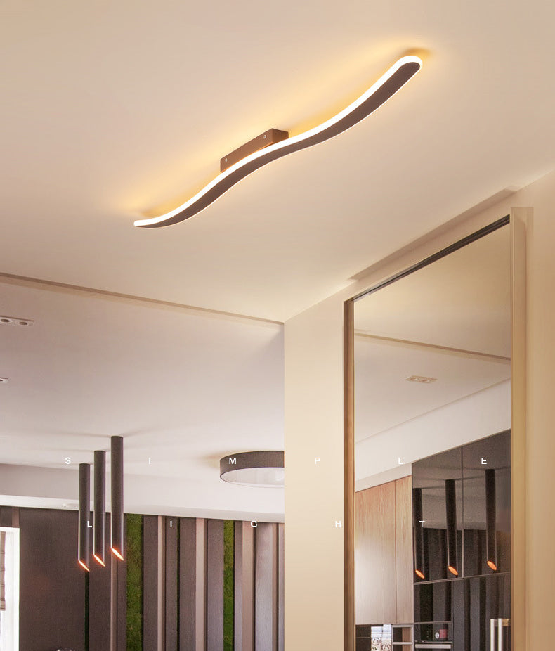 Wave Metal Semi Flush Mount Lighting Minimalist LED Coffee Semi Flush Ceiling Light