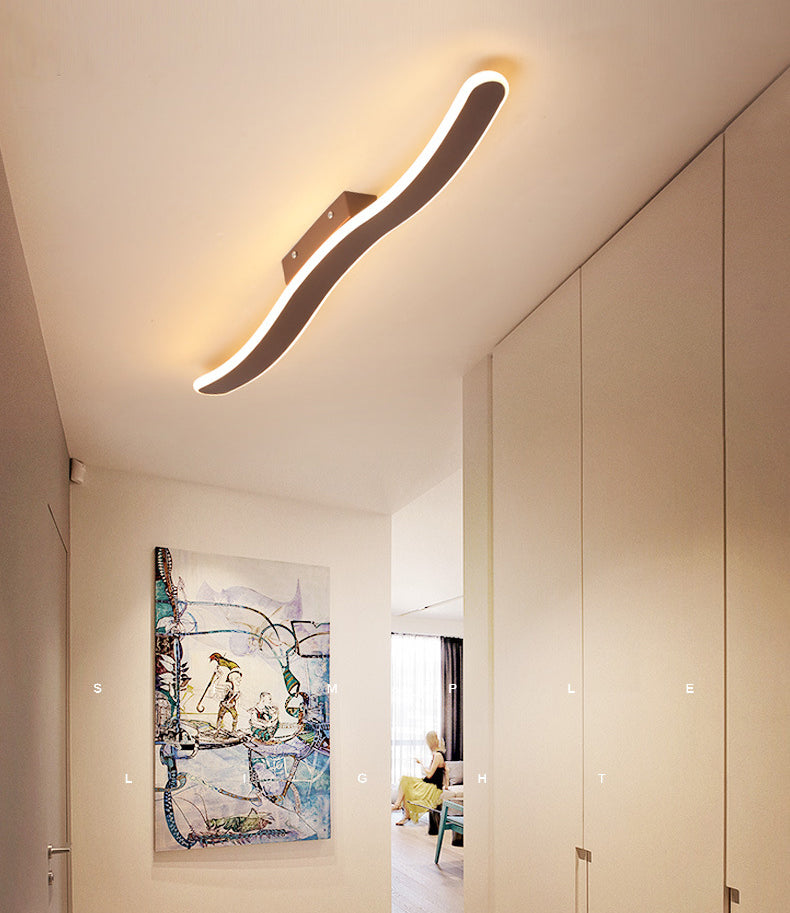 Wave Metal Semi Flush Mount Lighting Minimalist LED Coffee Semi Flush Ceiling Light