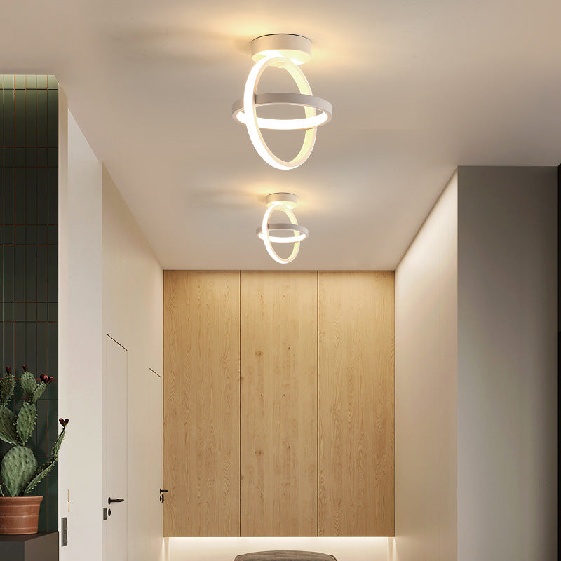 Geometrische semi -flush mount light moderne eenvoud aluminium plafond verlichtingsarmaturen voor slaapkamer