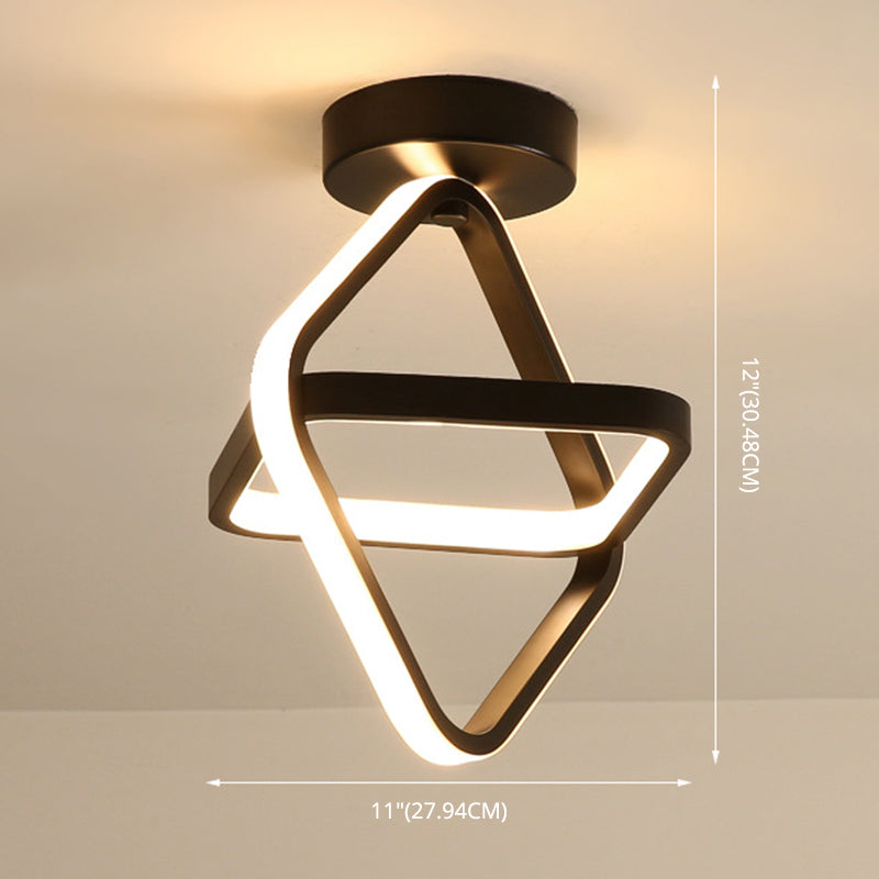 Geometrische semi -flush mount light moderne eenvoud aluminium plafond verlichtingsarmaturen voor slaapkamer